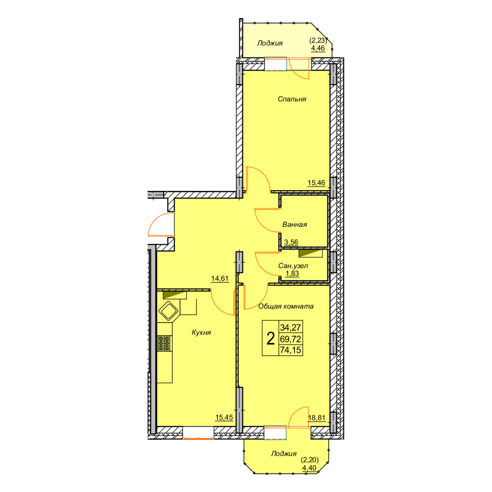 1-комн. 39,84 м2