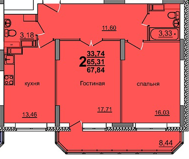 1-комн. 39,84 м2