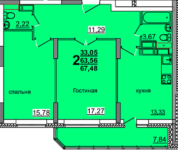 1-комн. 39,84 м2