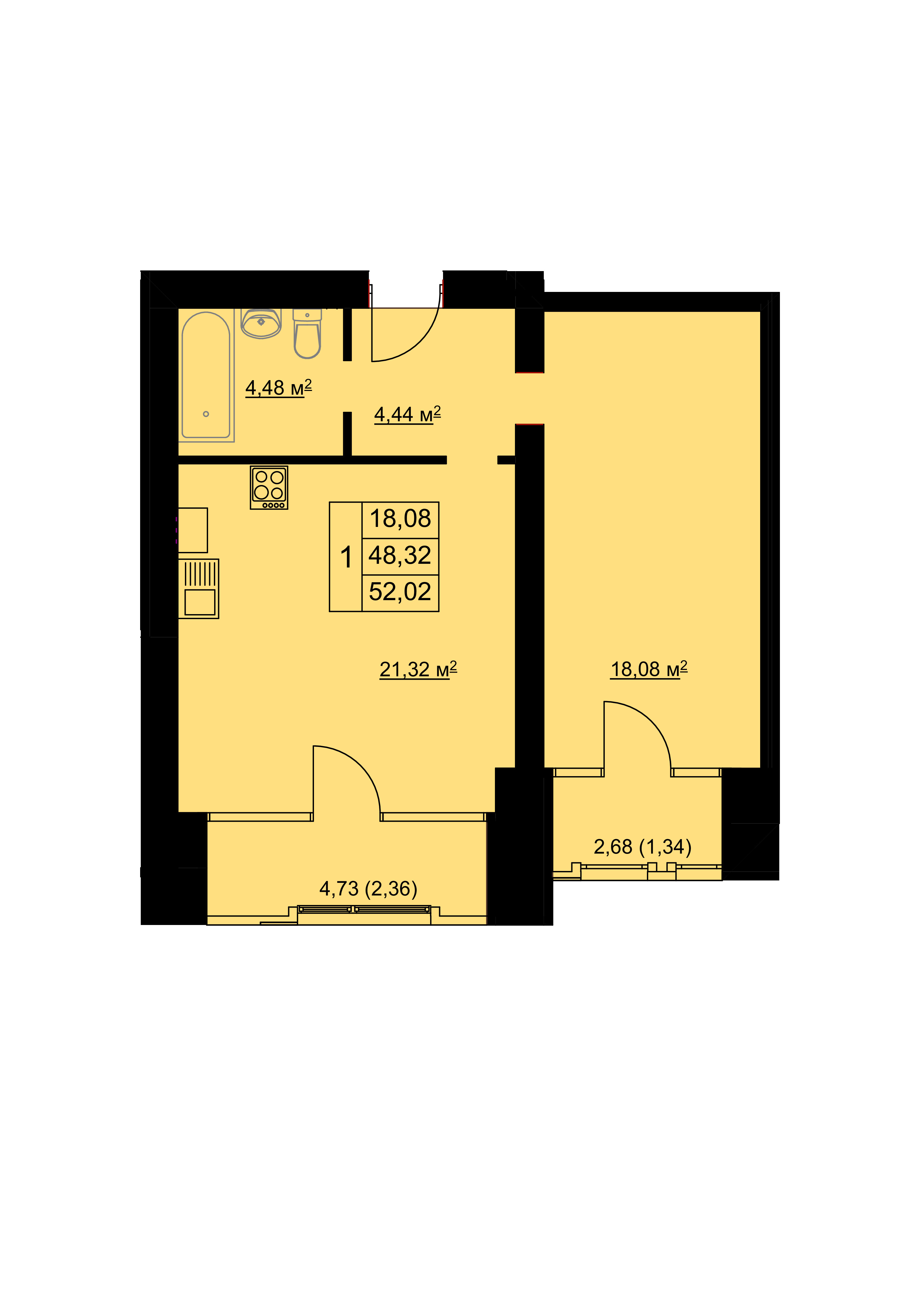 1-комн. 39,84 м2