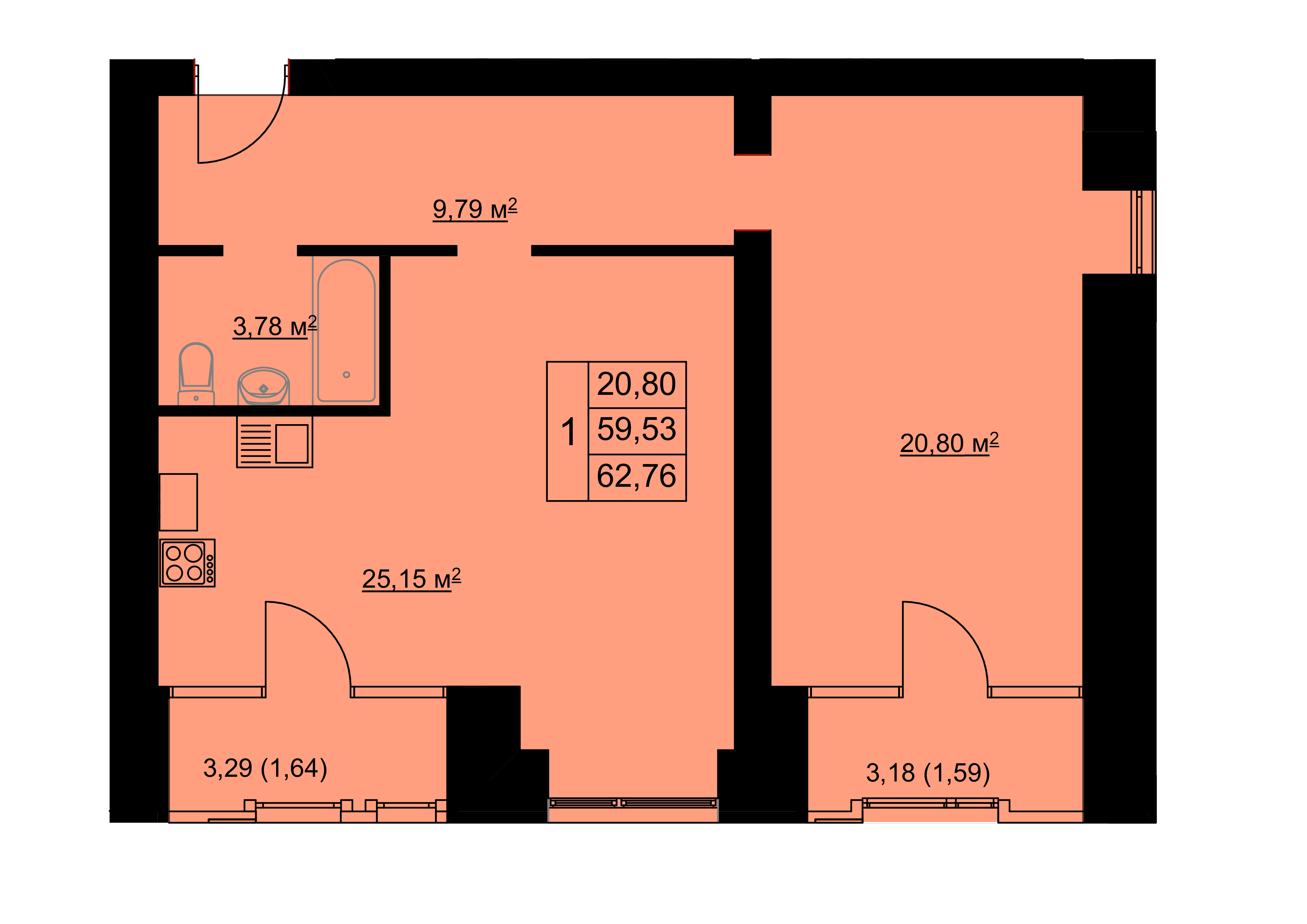 1-комн. 39,84 м2