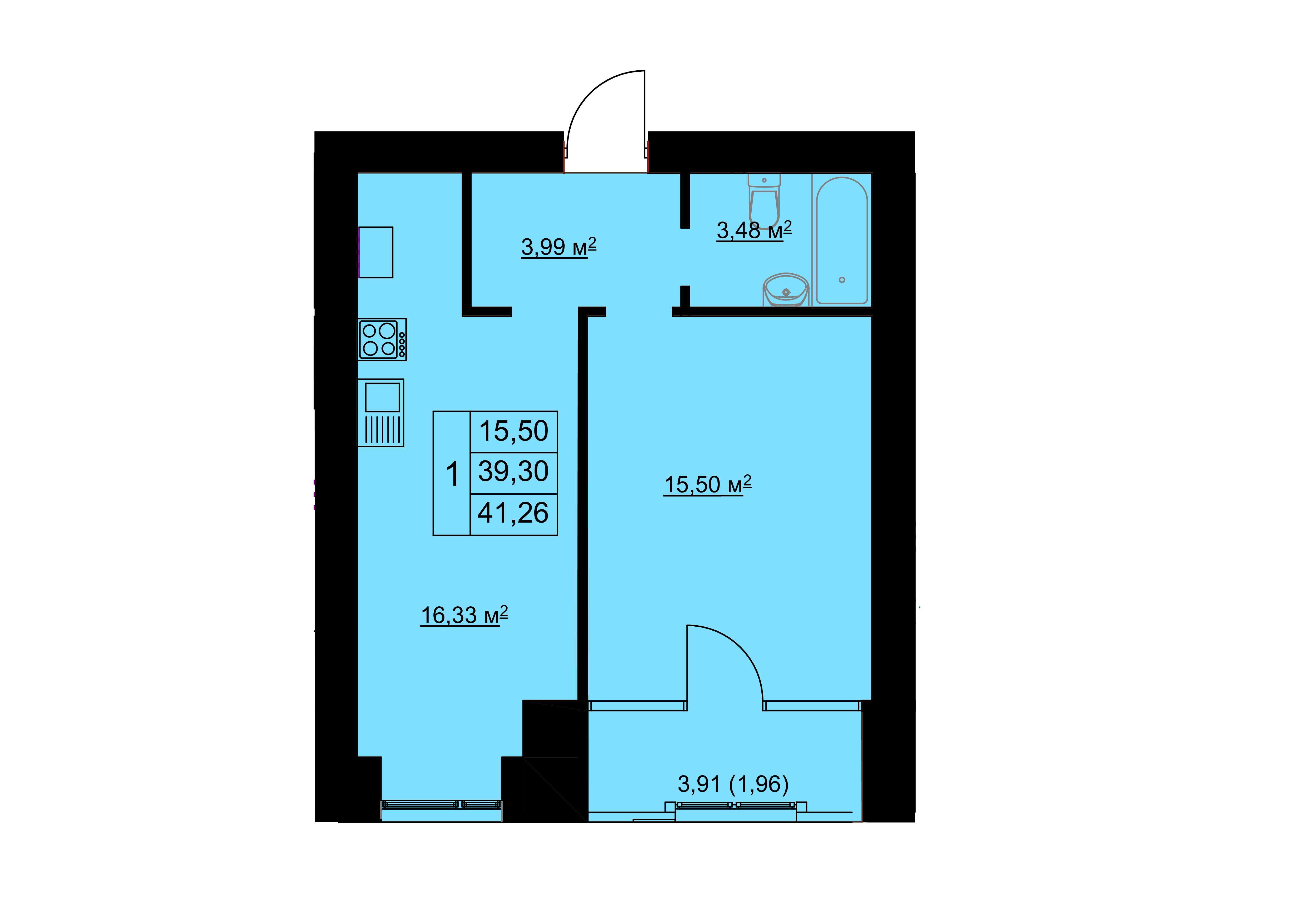 1-комн. 39,84 м2