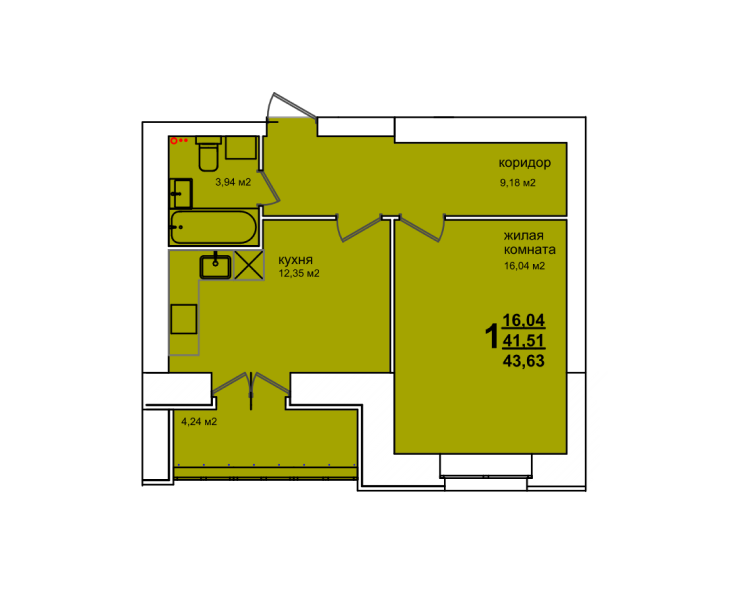 1-комн. 39,84 м2