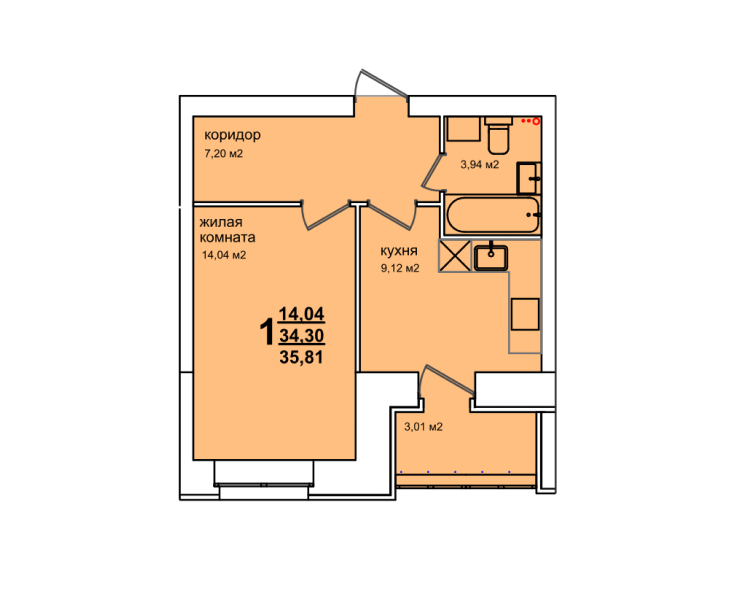 1-комн. 39,84 м2