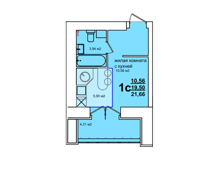 1-комн. 39,84 м2