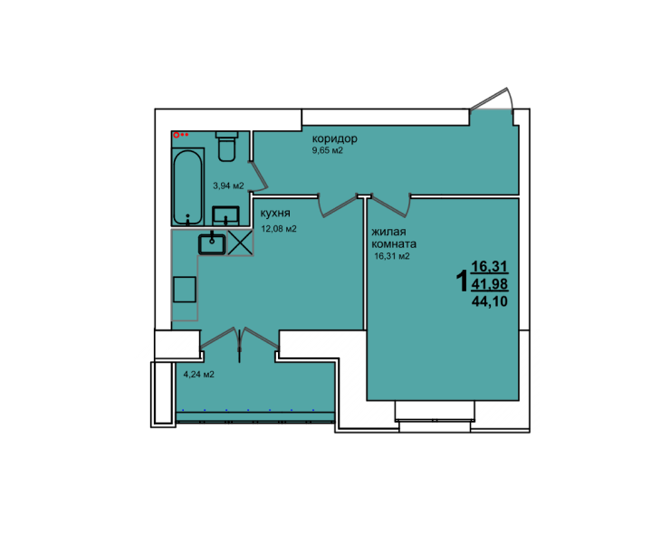 1-комн. 39,84 м2