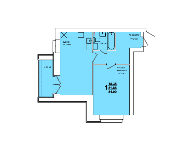 1-комн. 39,84 м2