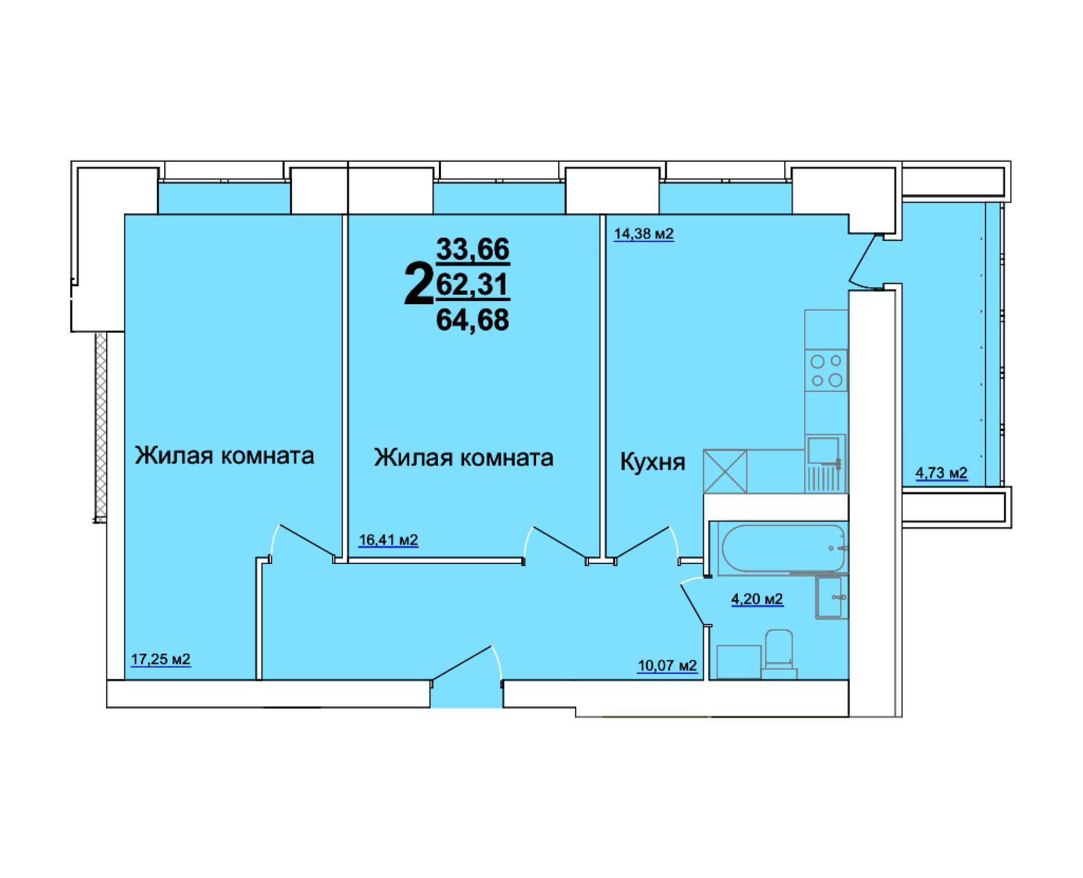 2К 64,68 м2