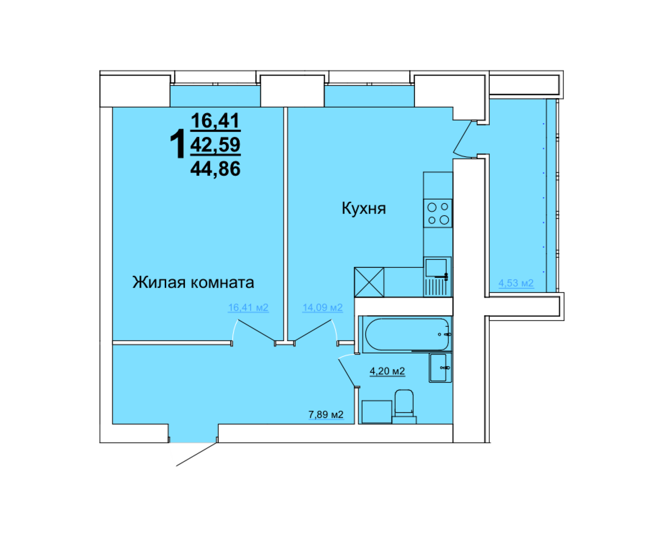 1К 44,86 м2