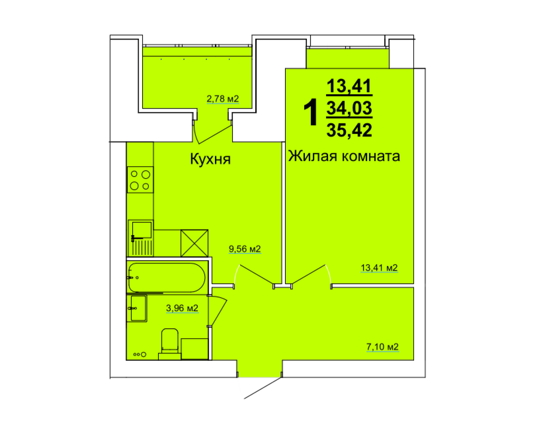 1К 35,42 м2