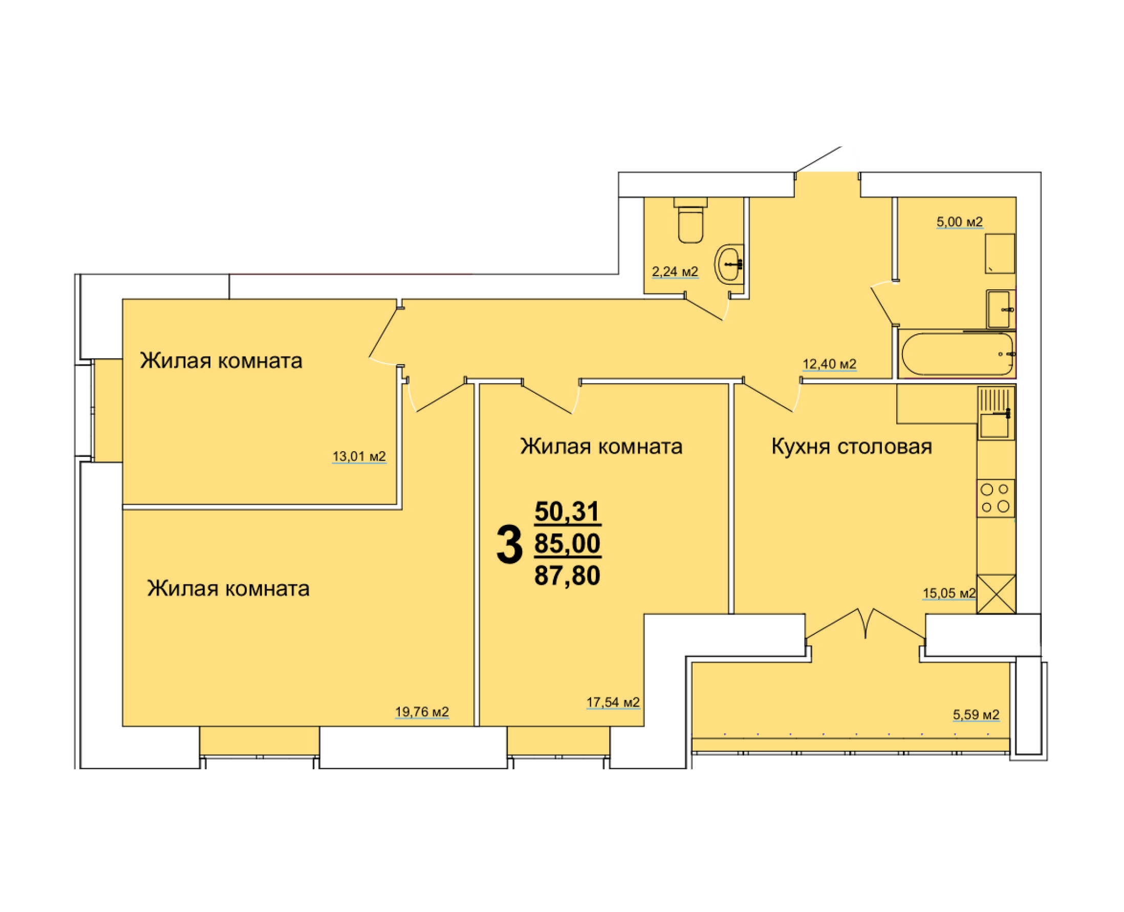 3К 87,8 м2