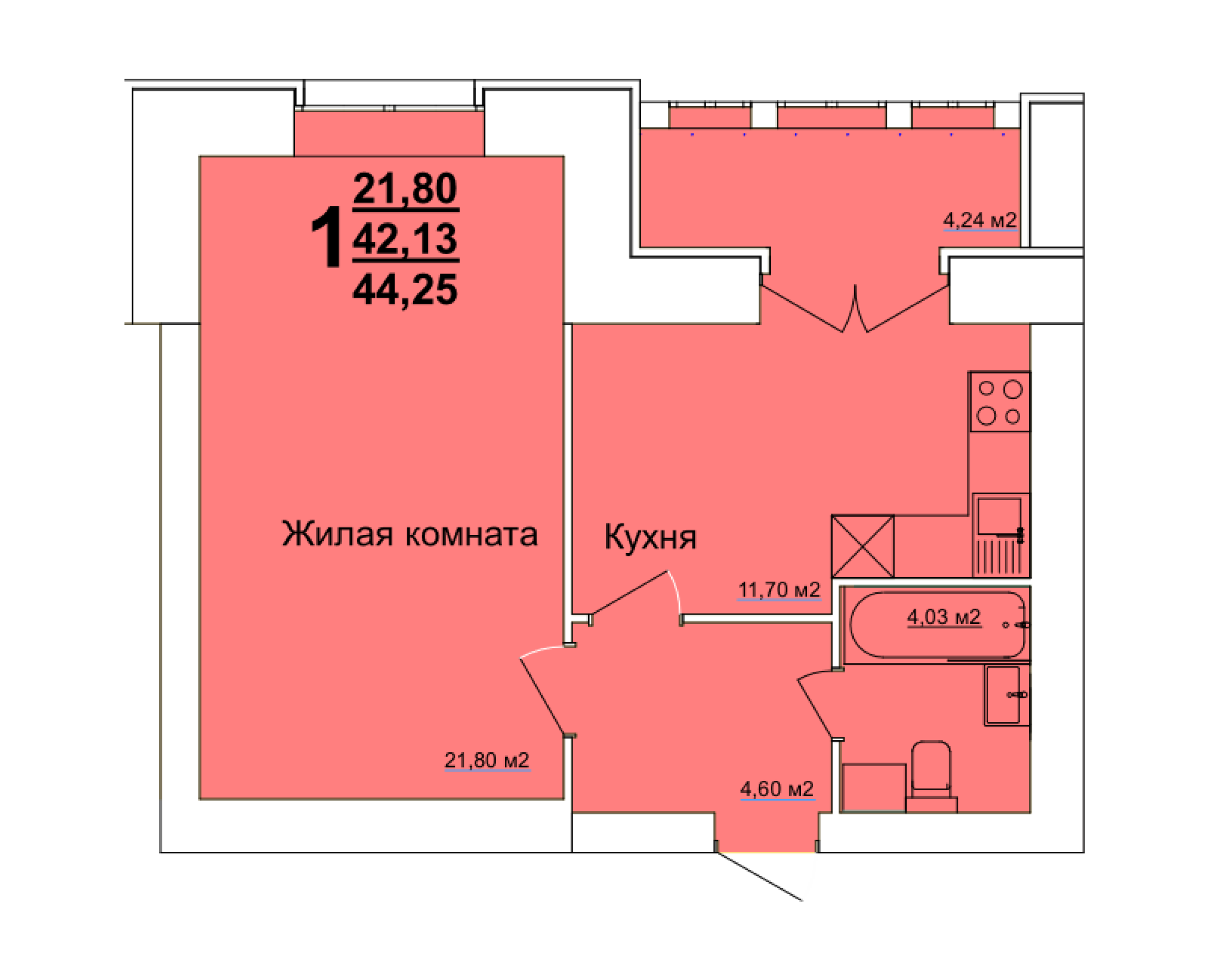 1-комн. 39,84 м2
