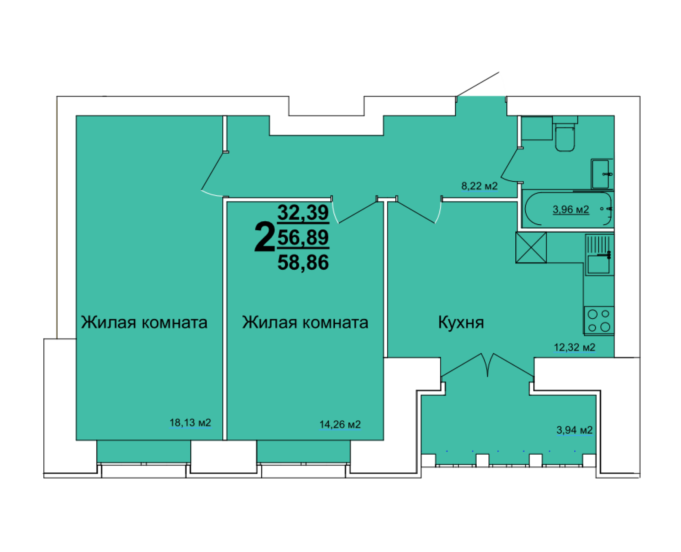 1-комн. 39,84 м2